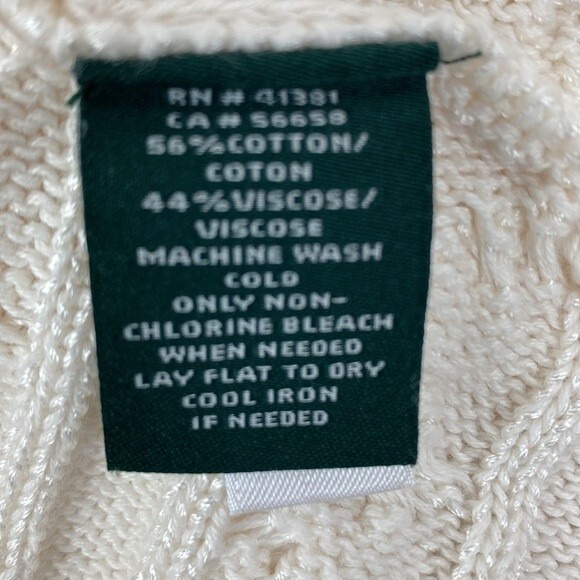 Ralph Lauren White Cable Knit Open Front Cardigan Sweater S/M - Picture 6 of 8